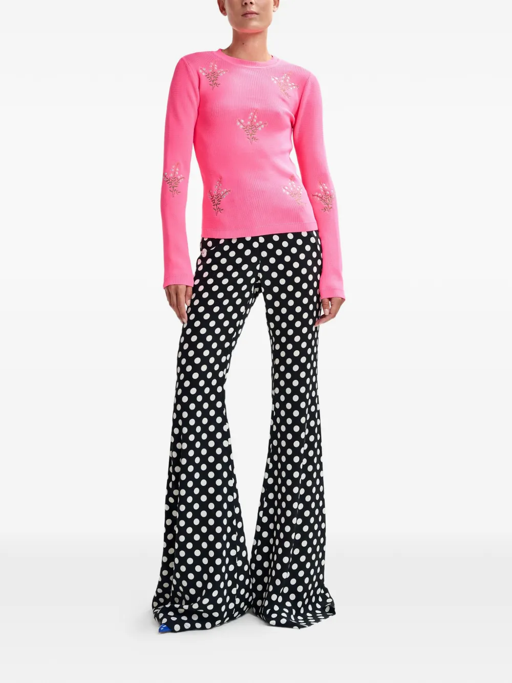  Essentiel Antwerp Polka-dot Flared Trousers - Black 