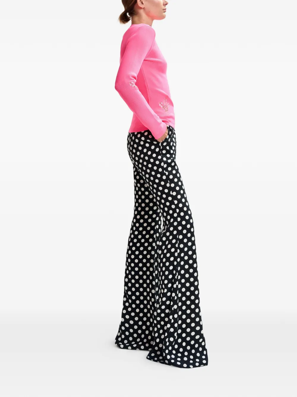  Essentiel Antwerp Polka-dot Flared Trousers - Black 