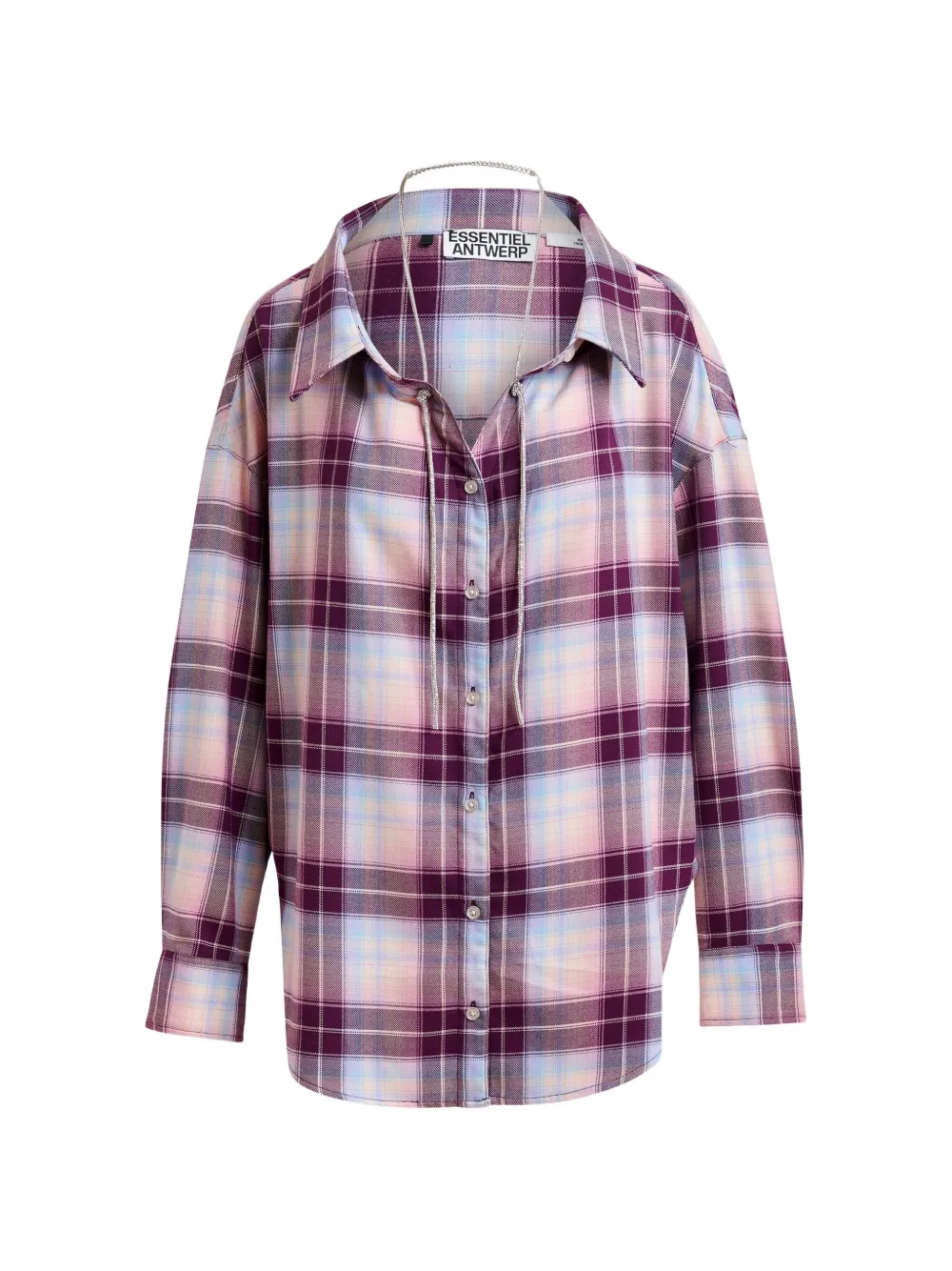 Essentiel Antwerp plaid-pattern rhinestone-embellishment shirt - Viola