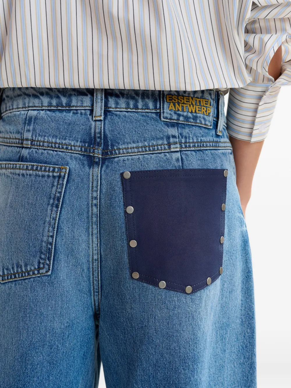 Essentiel Antwerp Jeans met studs en zak Blauw