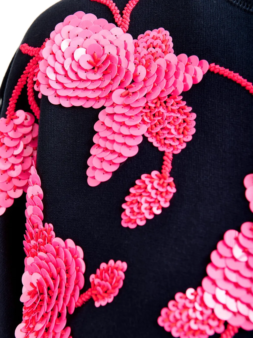Flower-Pattern Sequin-Embellishment Sweatshirt
