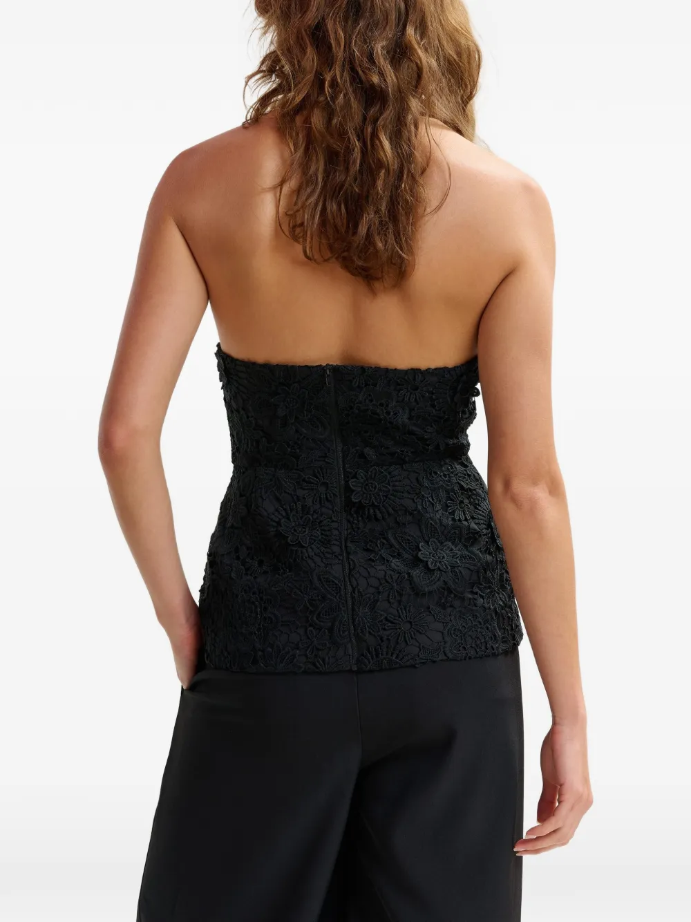 Essentiel Antwerp Jarot blouse met bloemenkant Zwart