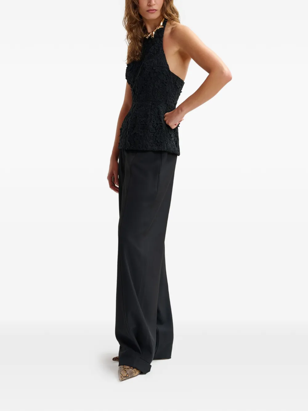 Essentiel Antwerp Jarot blouse met bloemenkant Zwart