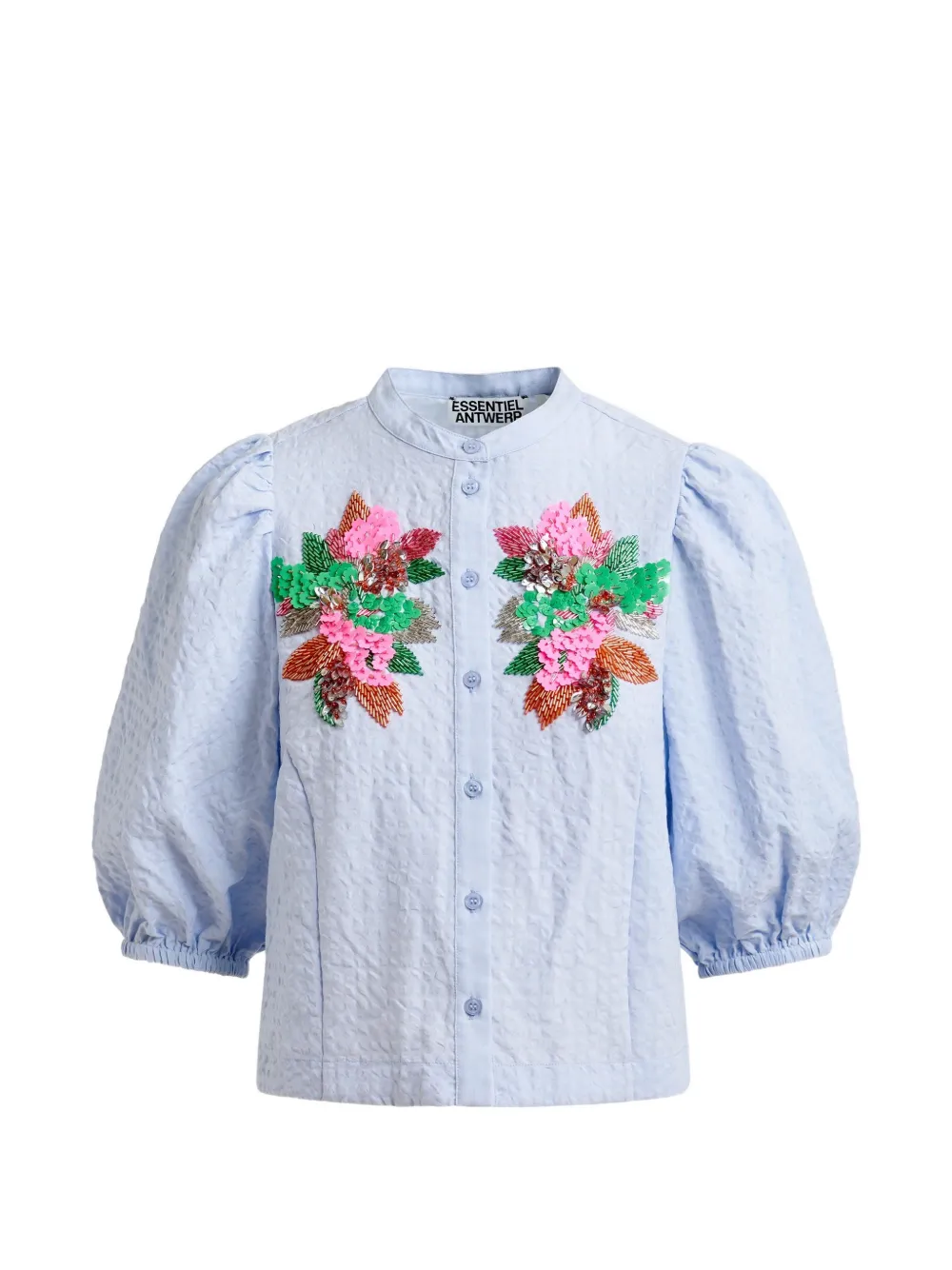 Essentiel Antwerp Camicia Jaiden con dettaglio a fiori - Blu