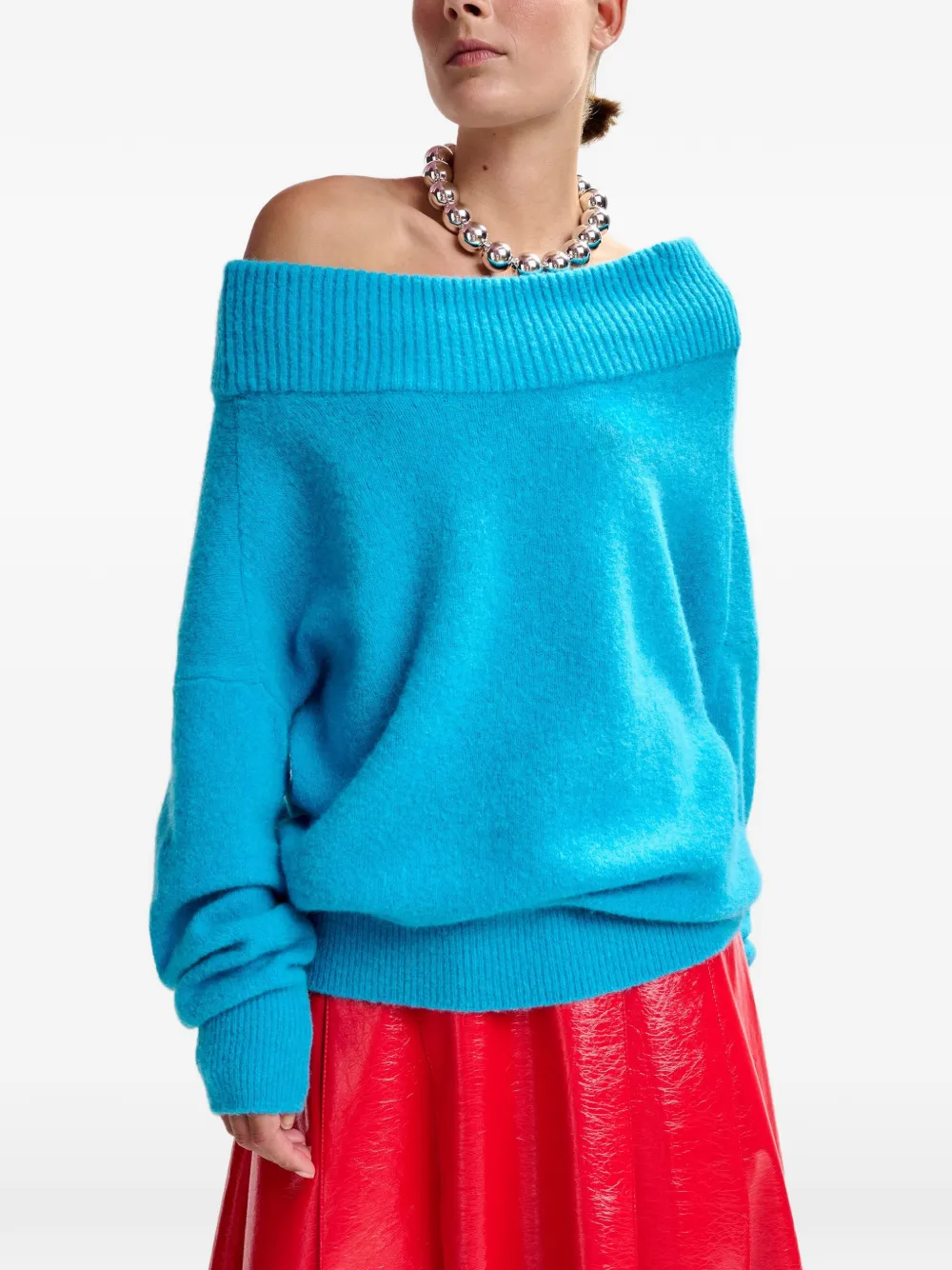 Off-Shoulder Ribbed Sweater