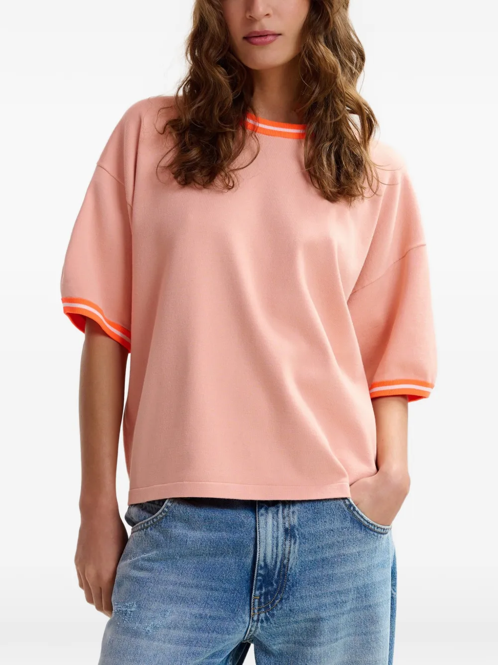  Essentiel Antwerp Contrast-trim T-shirt - Orange 