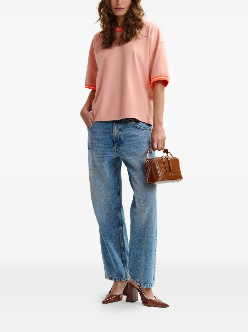  Essentiel Antwerp Contrast-trim T-shirt - Orange 