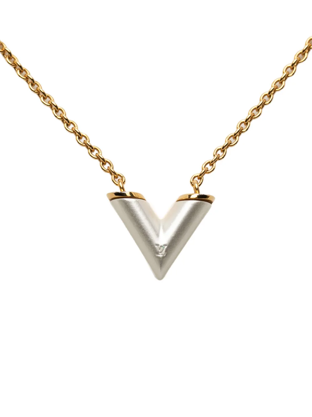Louis Vuitton Pre-Owned 2020 Gold Plated Resin Essential V Necklace costume necklace - Bianco