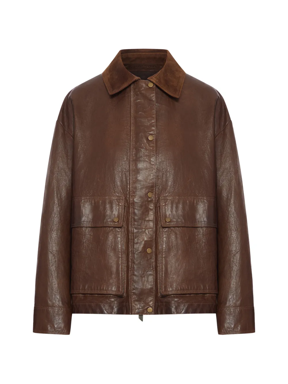 Salvatore Santoro suede-collar buttoned jacket - Marrone