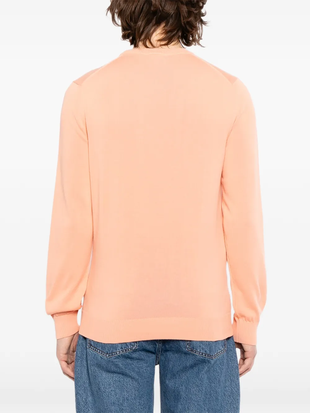 Lacoste Sweater met logopatch en ronde hals Oranje
