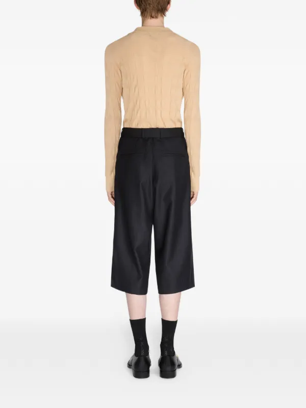 DRIES VAN NOTEN ベルテッド　ワイドショーツ M DRIES VAN NOTEN ベルテッド ショートパンツ | ブルー | FARFETCH JP