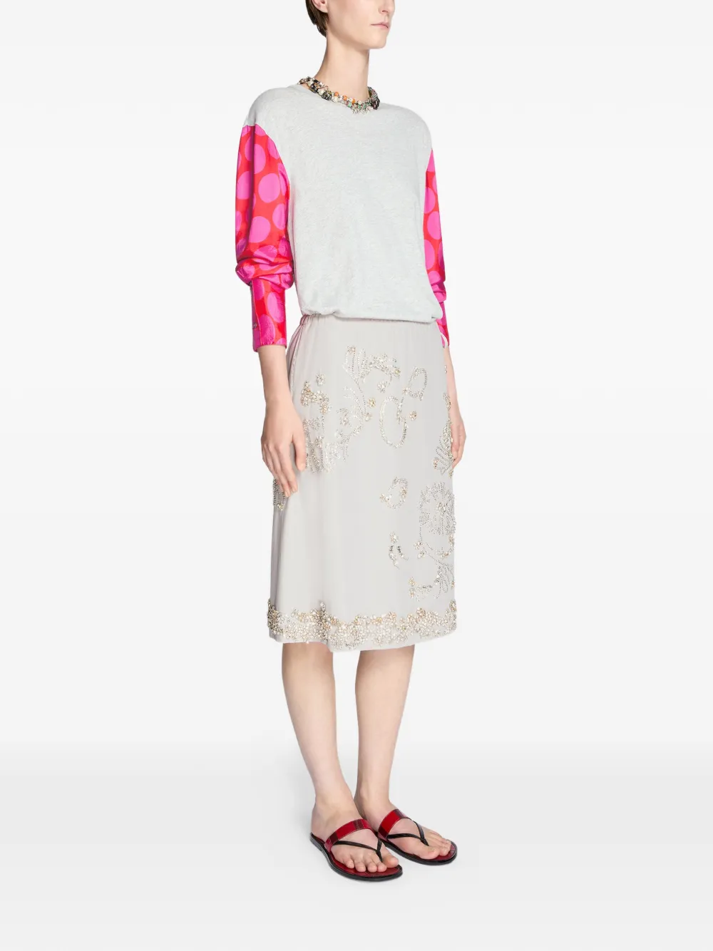 DRIES VAN NOTEN T-shirt met contrasterende mouwen Grijs