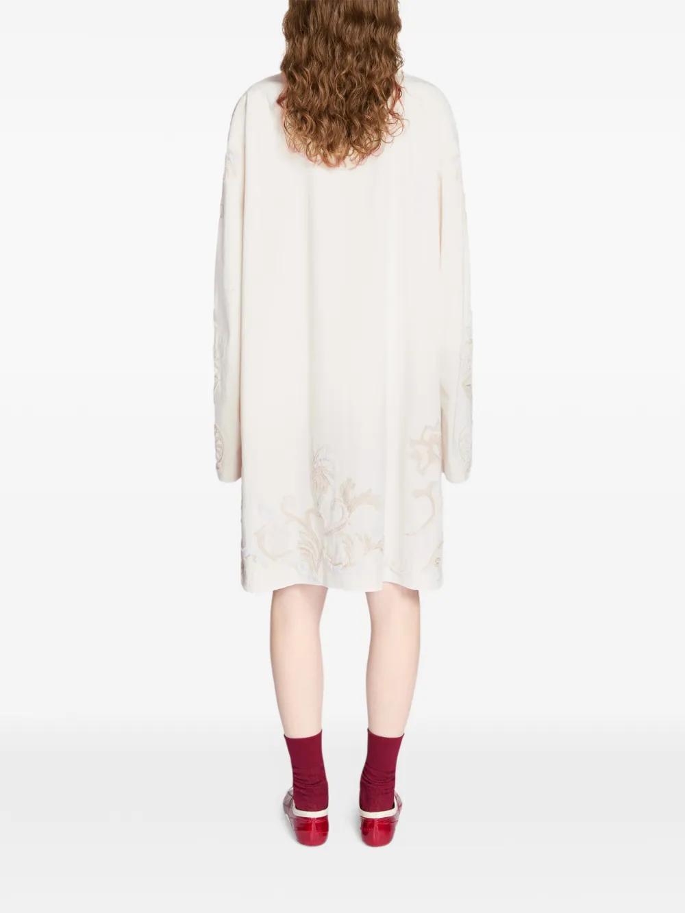 DRIES VAN NOTEN Jas met geborduurde A-lijn Wit