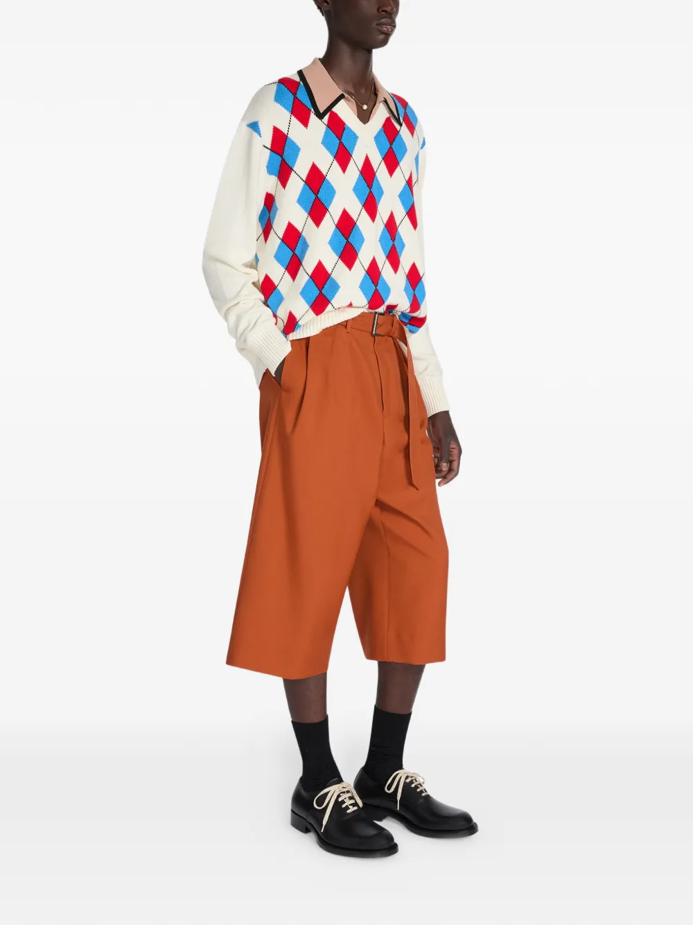  Dries Van Noten Pull à Losanges - Blanc 