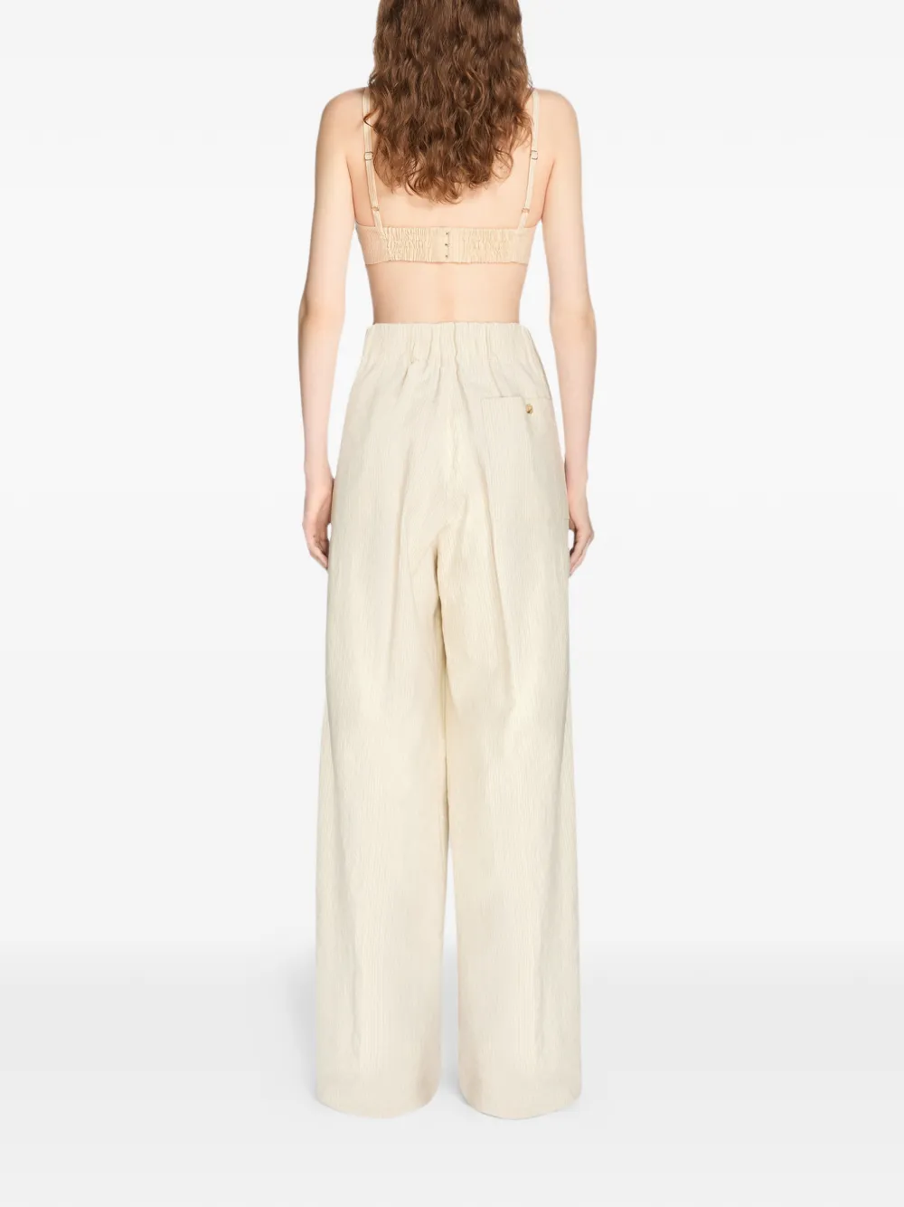 DRIES VAN NOTEN Geplooide broek met wijde pijpen Beige
