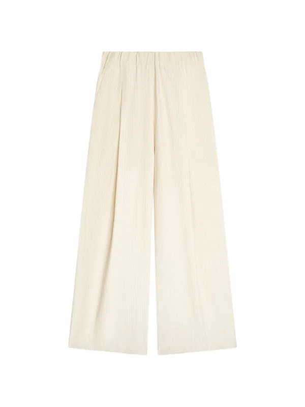Dries Van Noten Wide Pleated Trousers in Neutrals