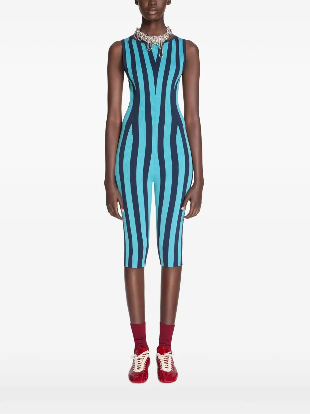  Dries Van Noten Striped Jumpsuit - Blue 