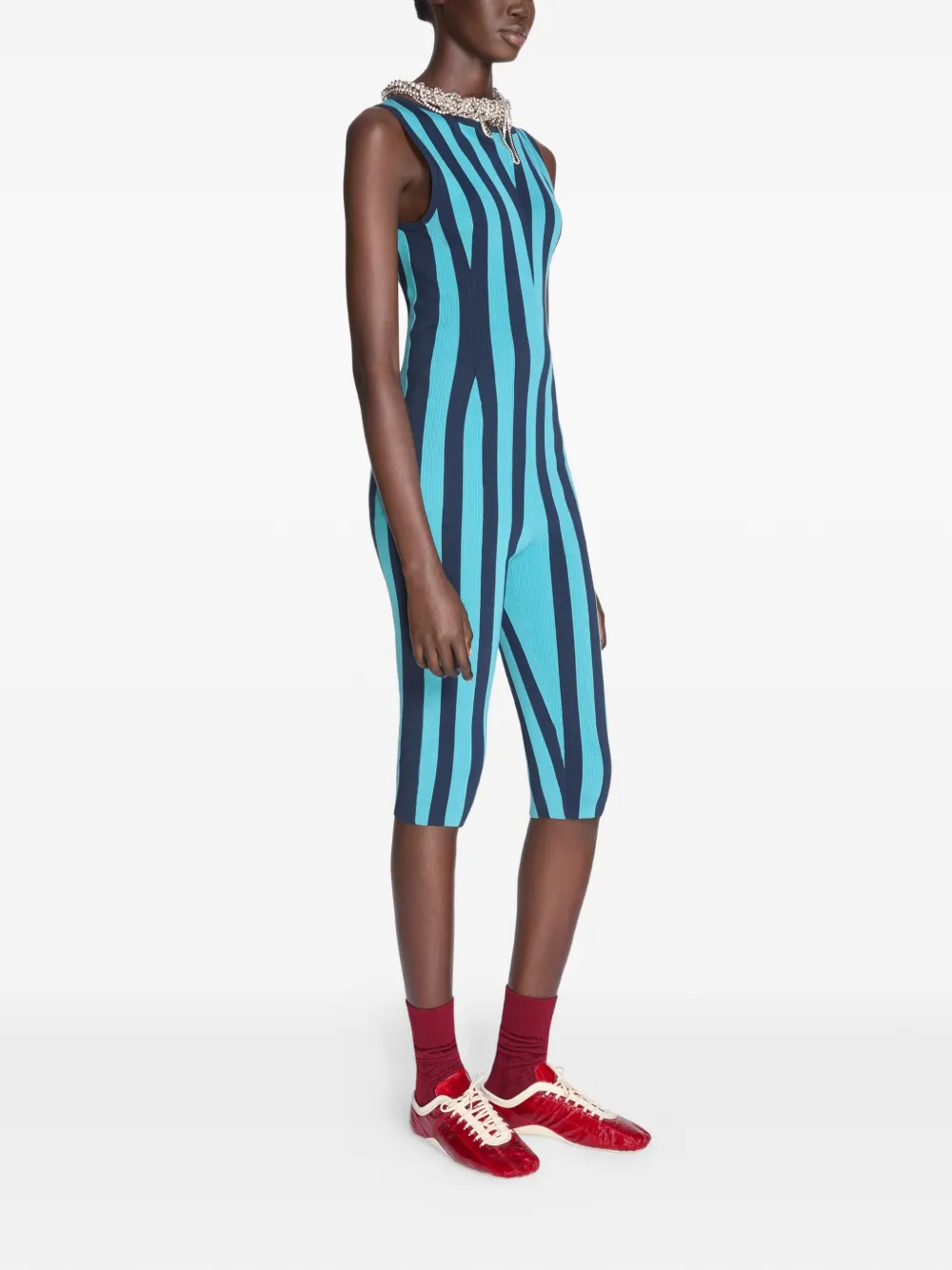  Dries Van Noten Striped Jumpsuit - Blue 