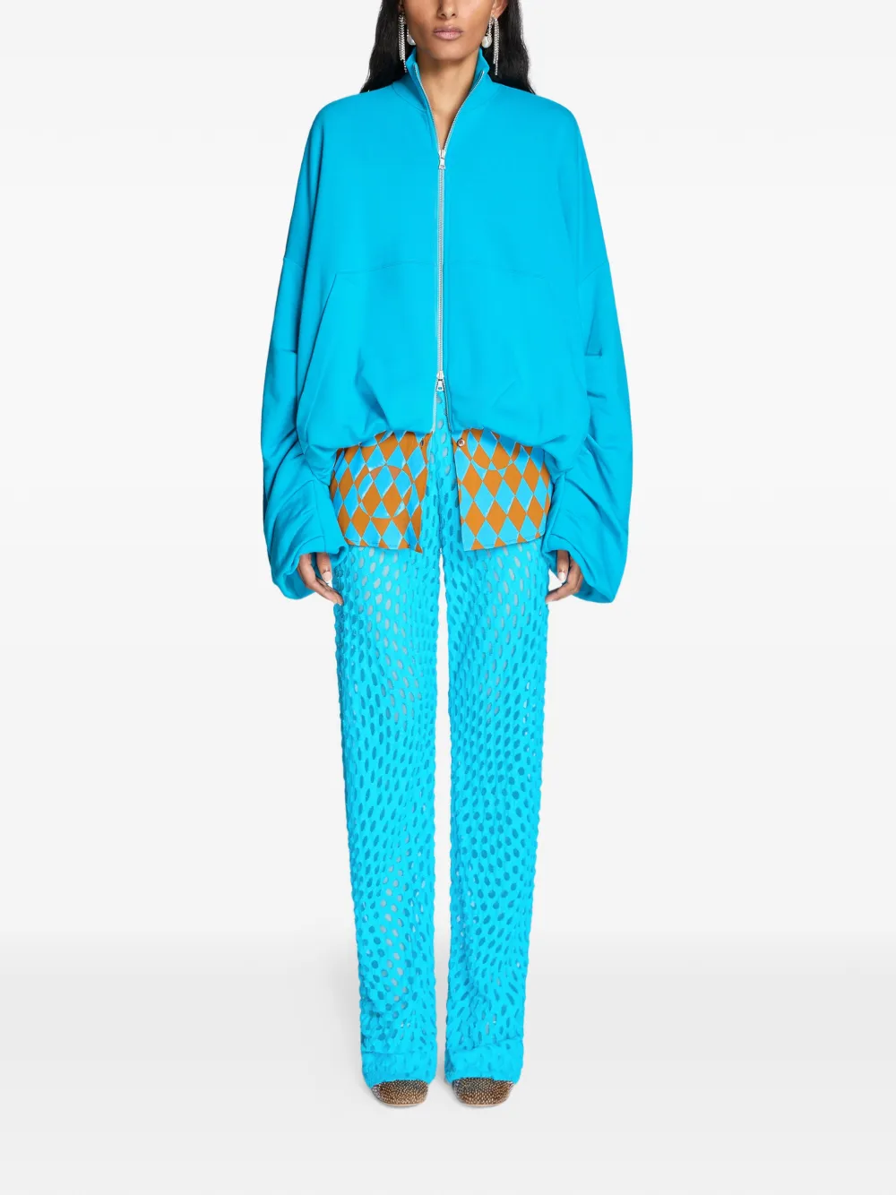  Dries Van Noten Draped Jersey Jacket - Blue 