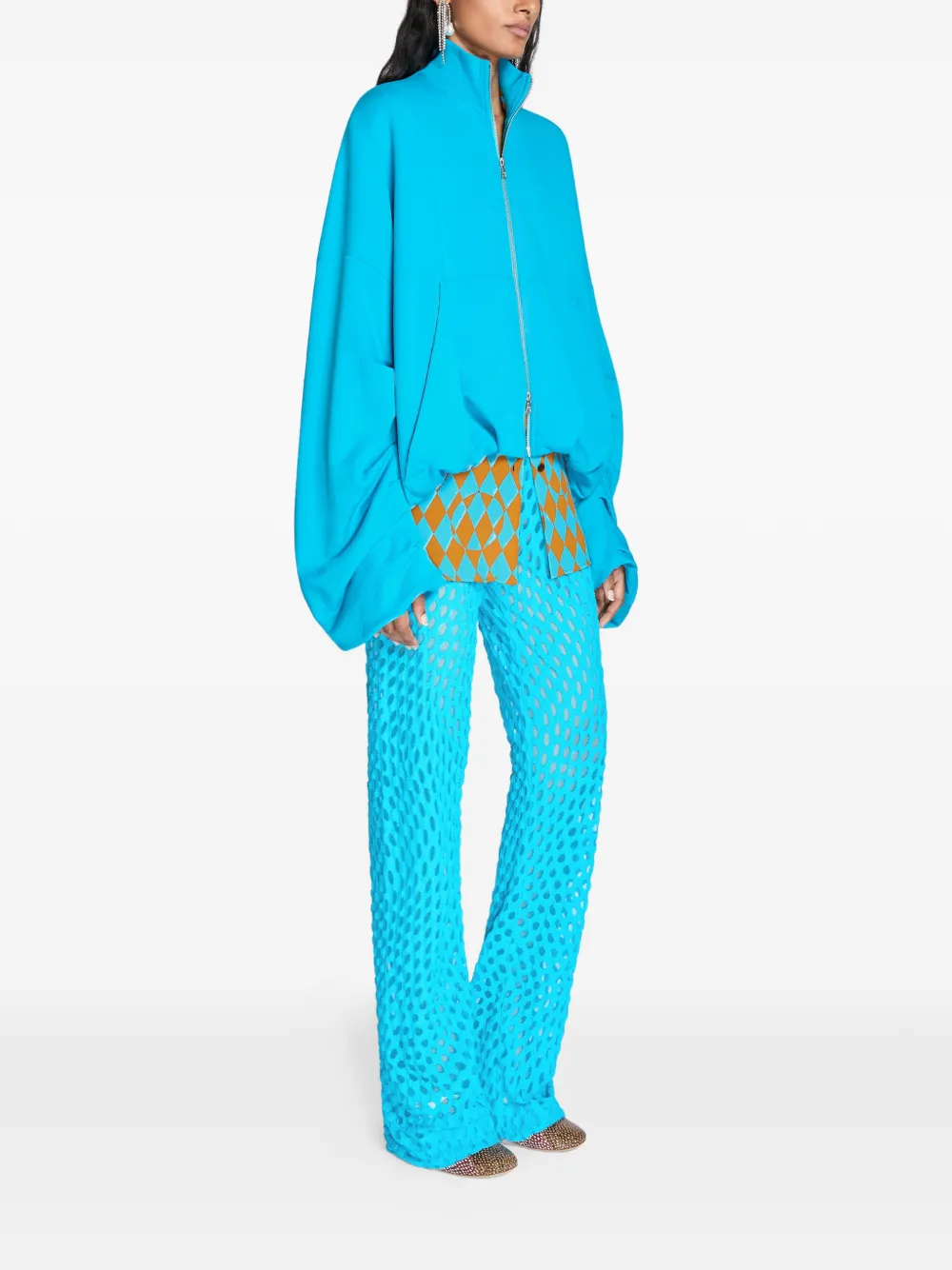  Dries Van Noten Draped Jersey Jacket - Blue 