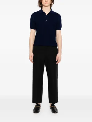 J5162 美品 トムフォード スキッパーニットポロシャツ ネイビー 48 Tom Ford（トム・フォード）メンズ ポロシャツ - FARFETCH