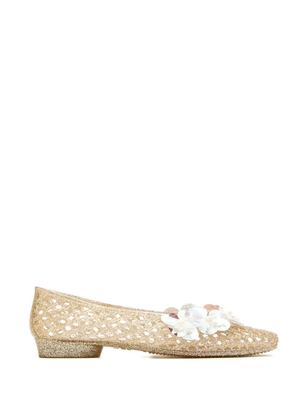 HEAVENLY JELLY flower appliqué ballet flats - Bianco