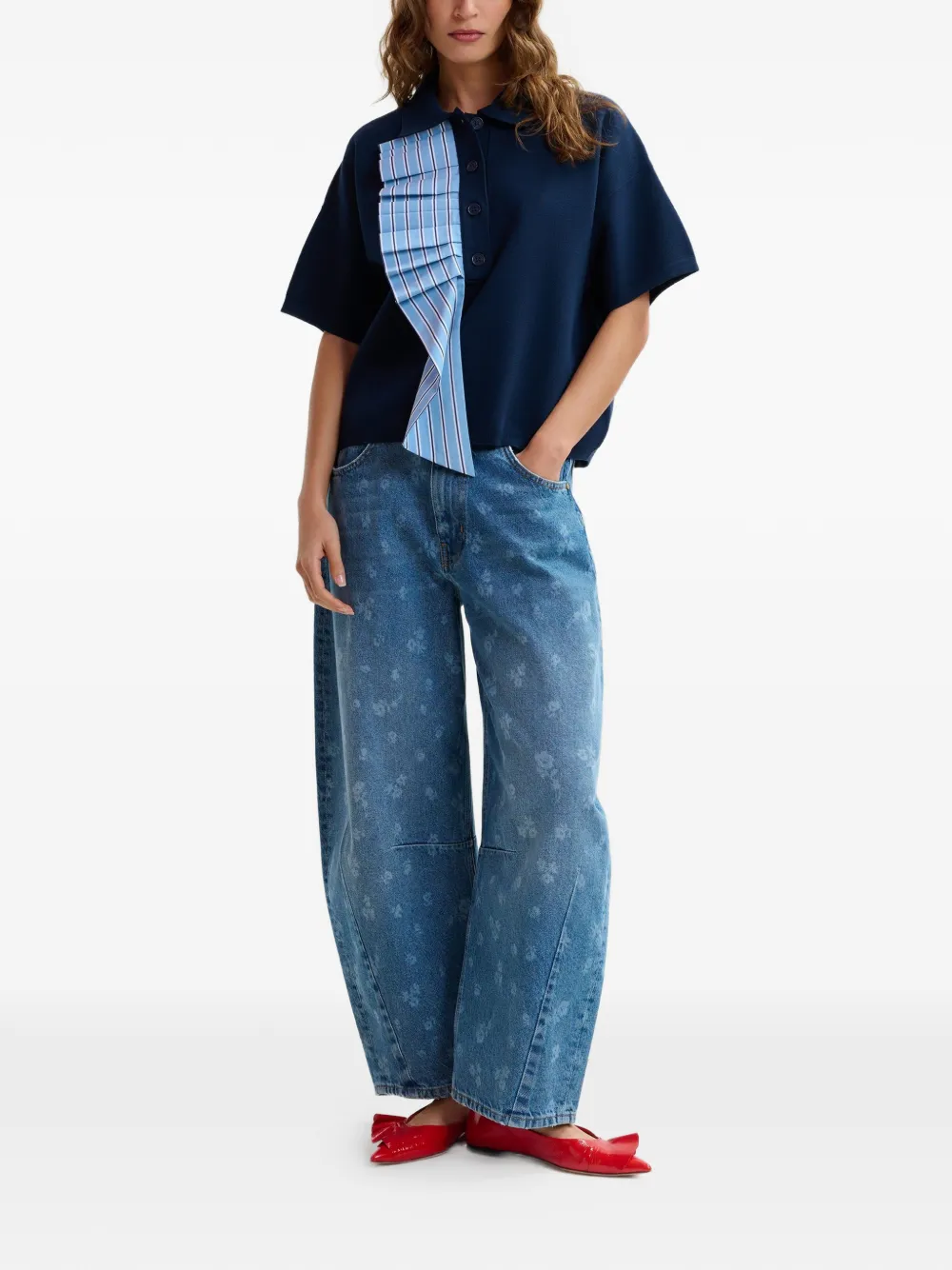 Essentiel Antwerp Ruffled-trim Polo Top - Blue 