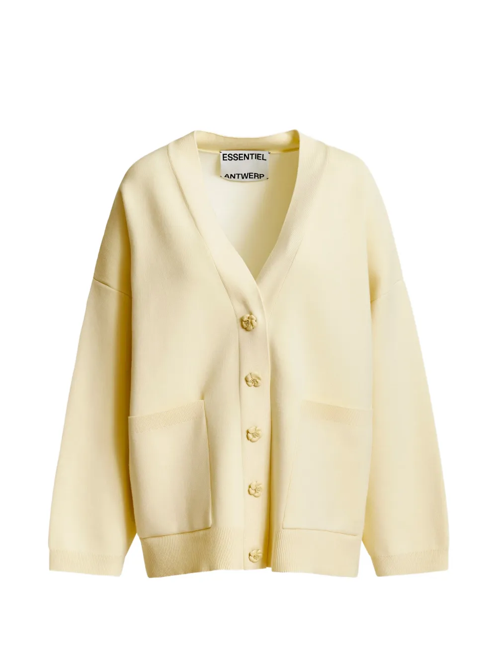 Essentiel Antwerp Cardigan con bottoni a fiore - Toni neutri