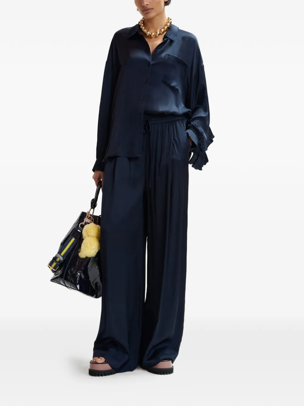  Essentiel Antwerp Ruffle-sleeve Shirt - Blue 