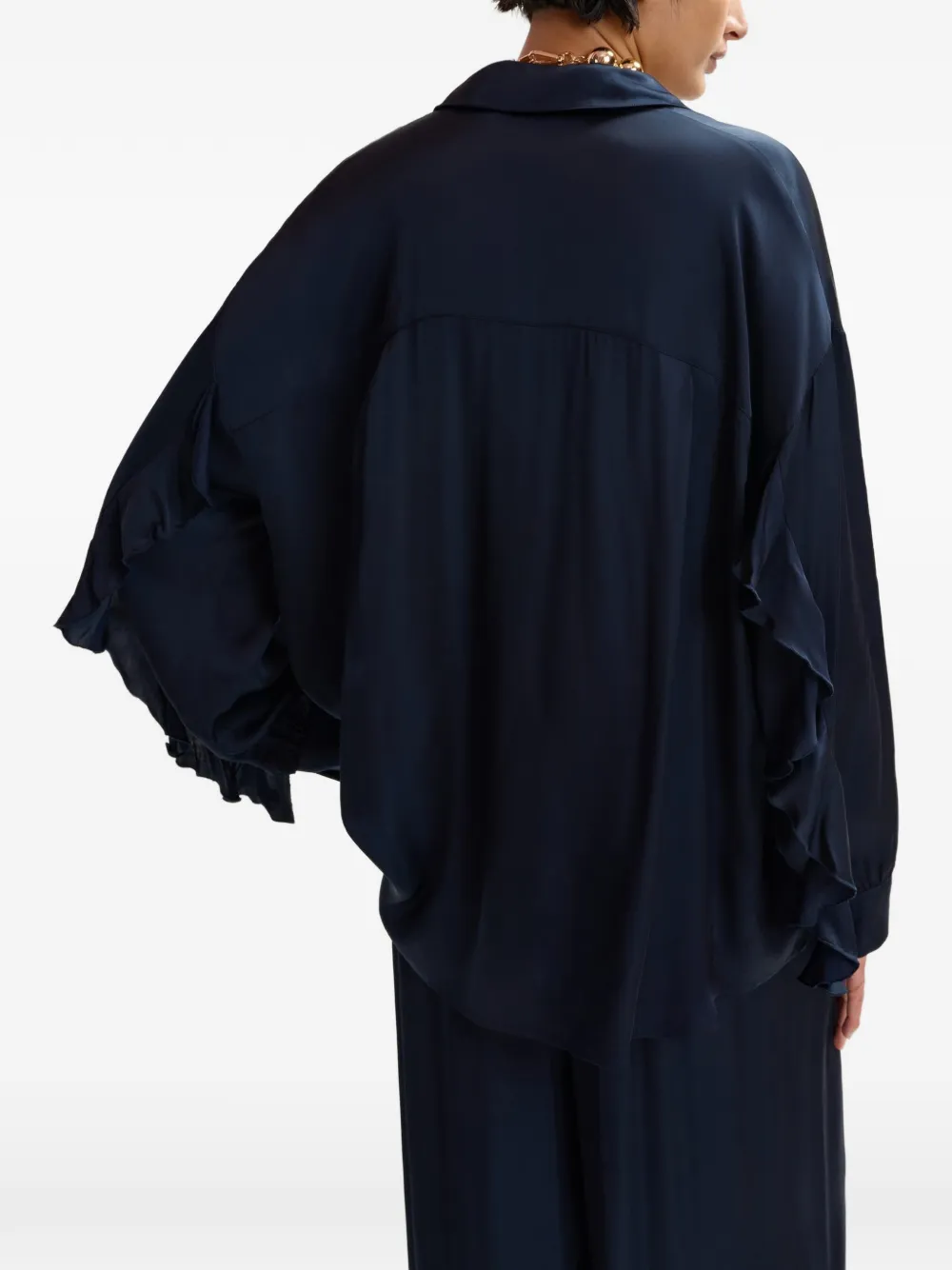 Essentiel Antwerp Judith blouse met ruches en zak Blauw