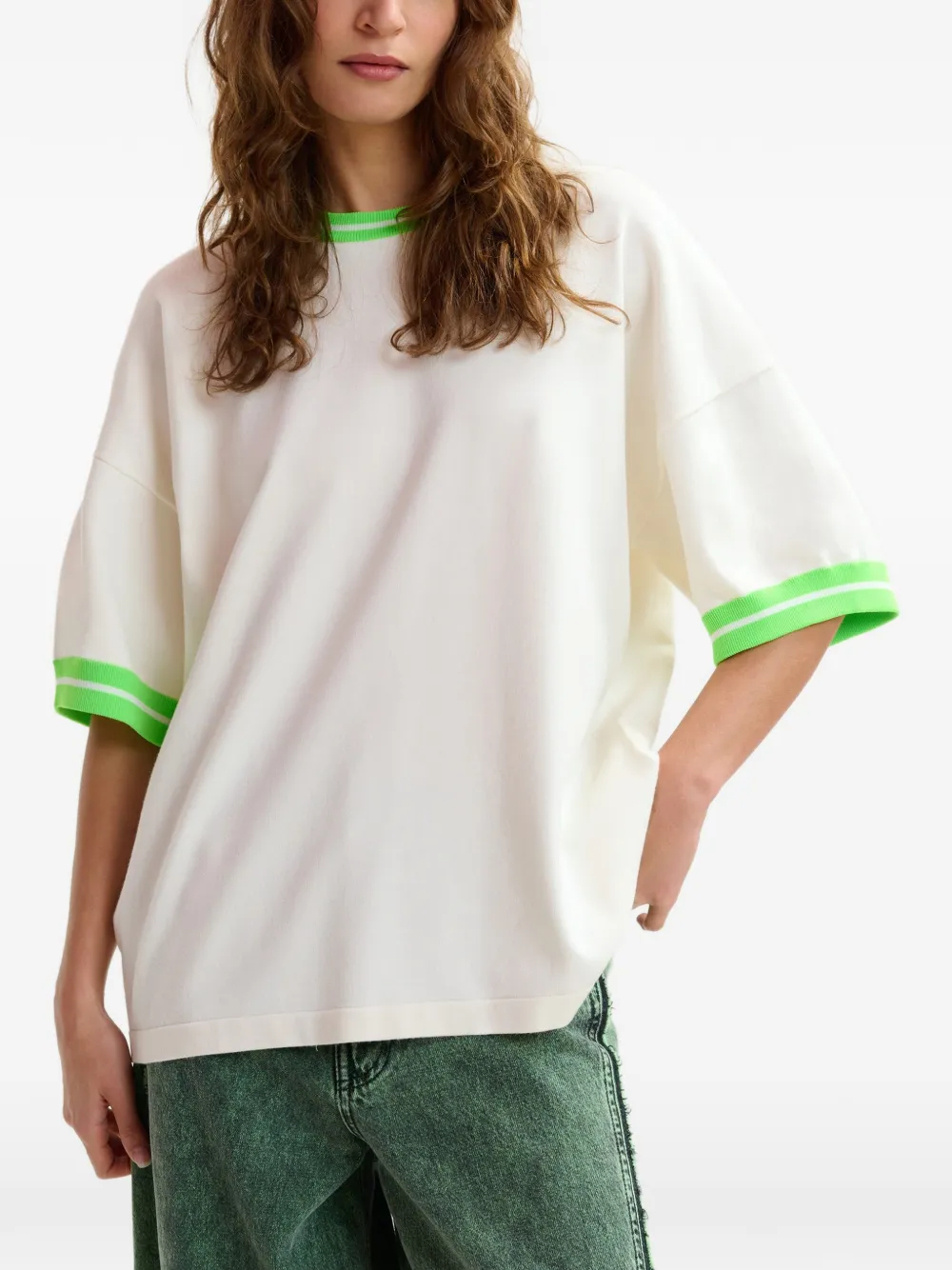  Essentiel Antwerp Contrast-trim T-shirt - Neutrals 