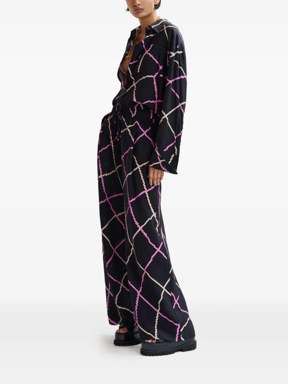 Essentiel Antwerp Broek met trekkoord en patroon Zwart