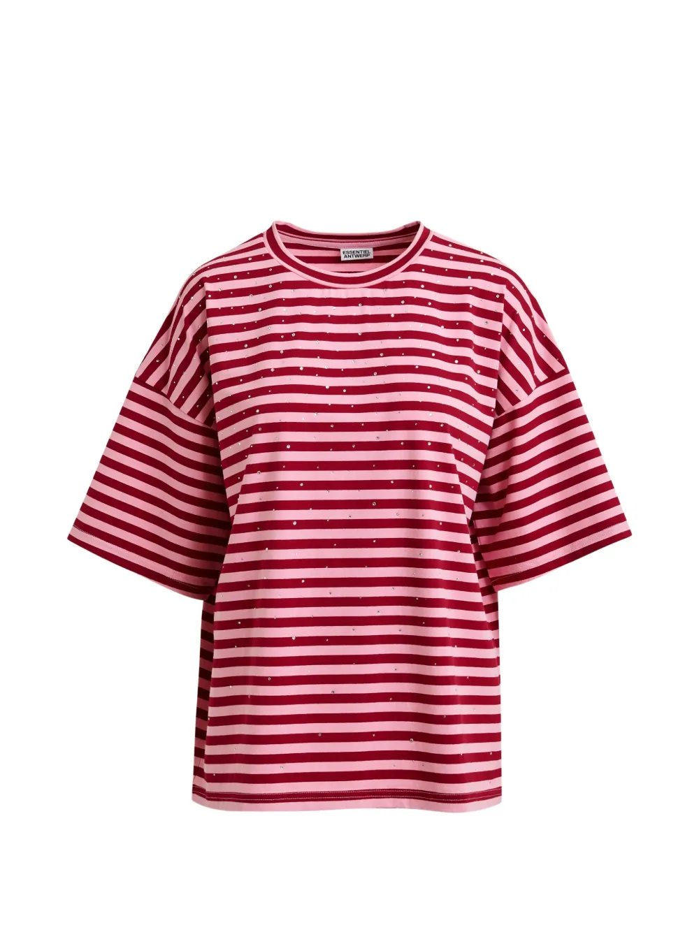 Essentiel Antwerp striped rhinestone-embellishment T-shirt - Rot