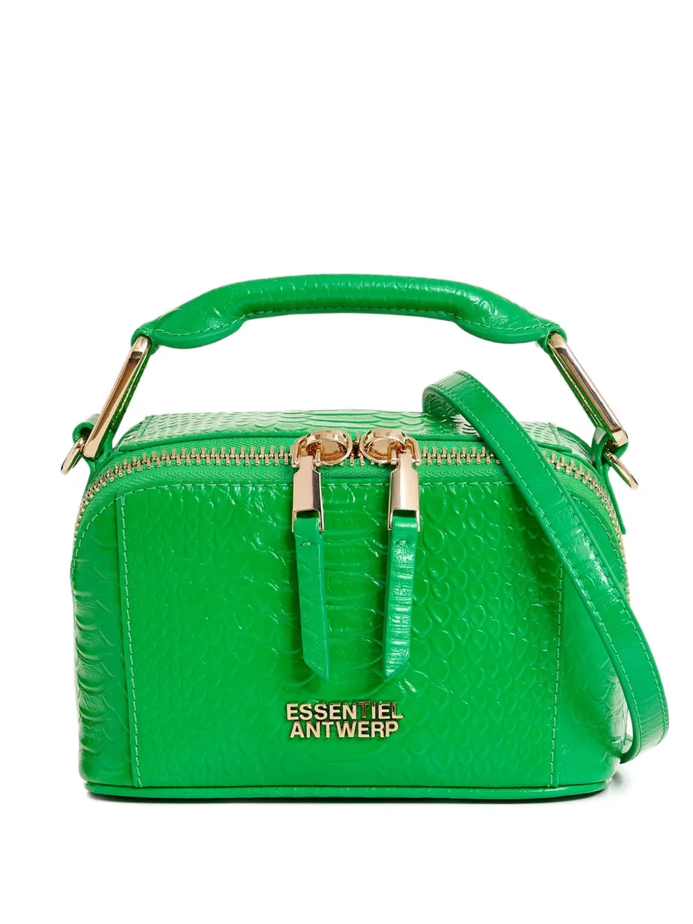 Essentiel Antwerp zip-fastening crocodile-effect tote bag - Verde