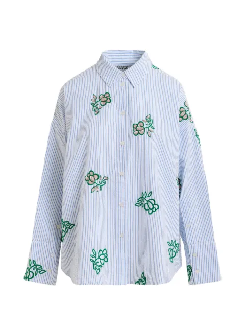 Essentiel Antwerp pinstripe floral-embroidered shirt