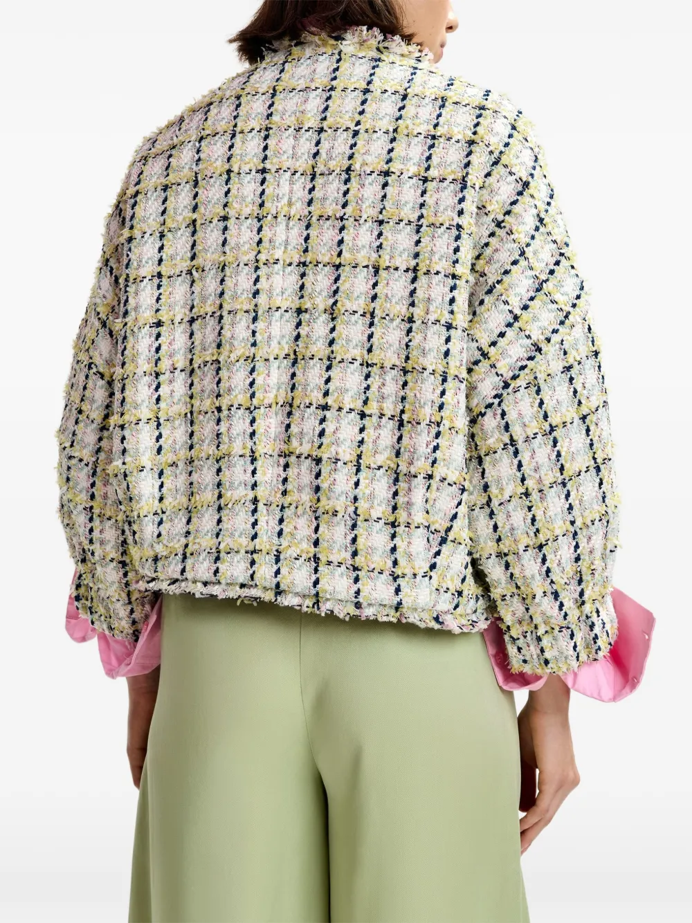 Frayed-Trim Button-Up Jacket