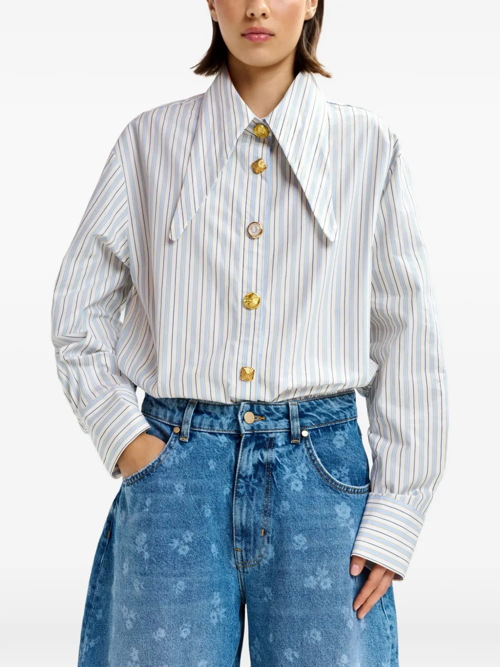 Jomato Striped-Pattern Button Shirt