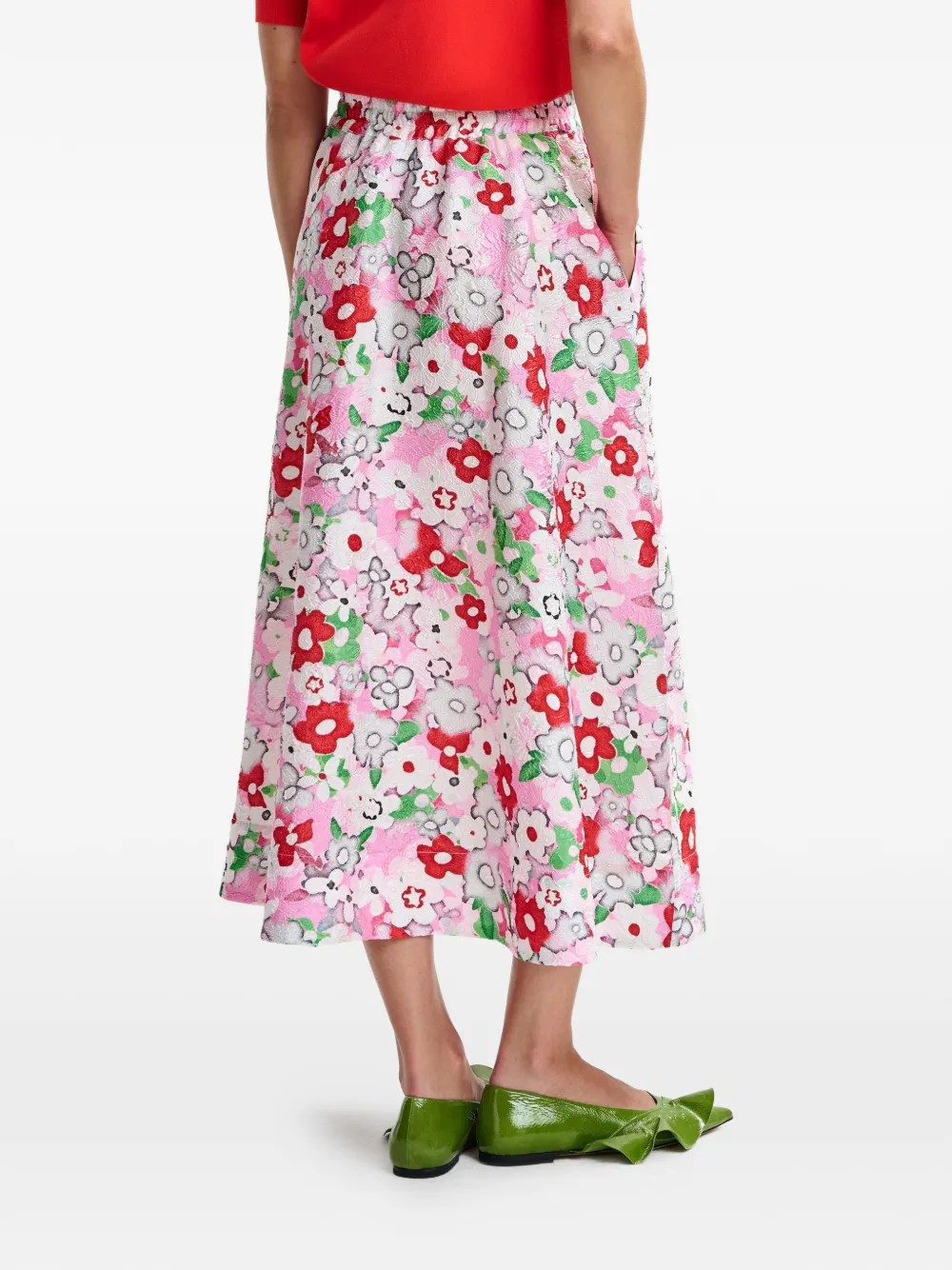 Essentiel Antwerp Julianne midi-rok met bloemendetail Roze