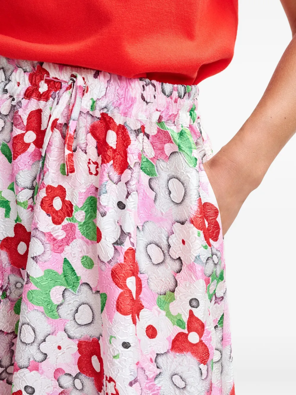 Essentiel Antwerp Julianne midi-rok met bloemendetail Roze