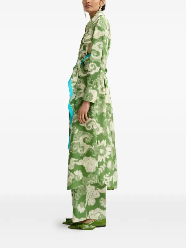 essentiel antwerp green dress Green strapless midi dress with wrap-belt