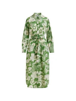 ganni island green dress Allegra Print Shirt Dress