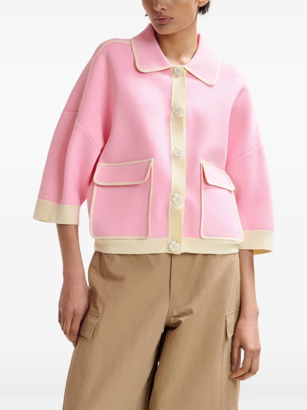 Essentiel Antwerp Jugly vest met bloemknoop Roze