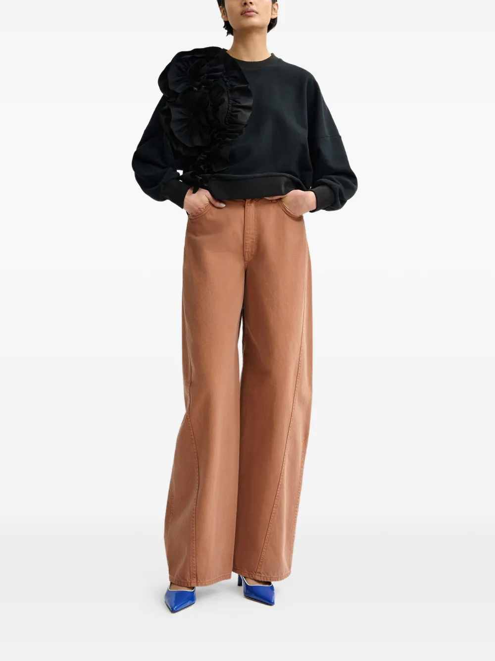  Essentiel Antwerp Jigantum Ruffled Sweatshirt - Black 
