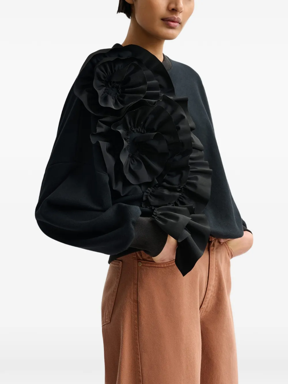  Essentiel Antwerp Jigantum Ruffled Sweatshirt - Black 