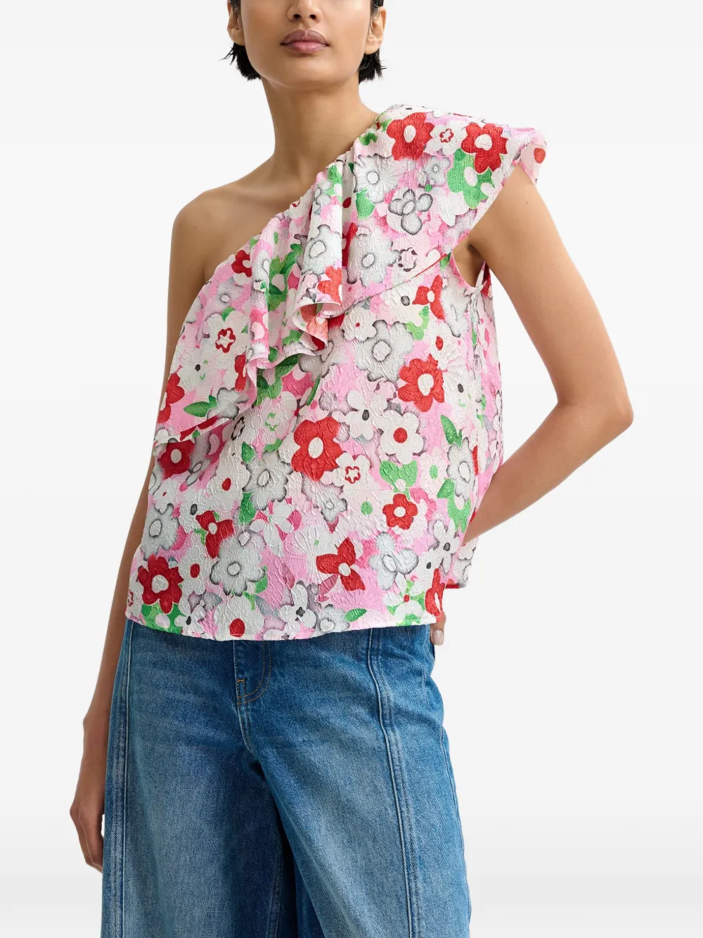 Essentiel Antwerp Jiland ruffle-detail one-shoulder top - Rosa