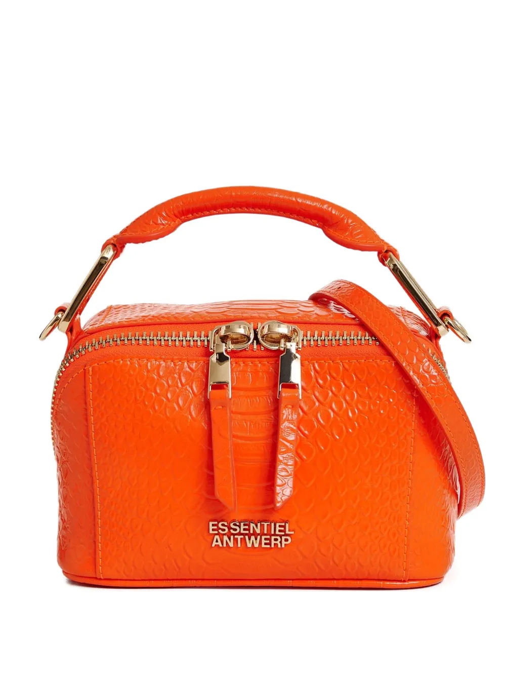 Essentiel Antwerp croco-effect zipped tote bag - Arancione