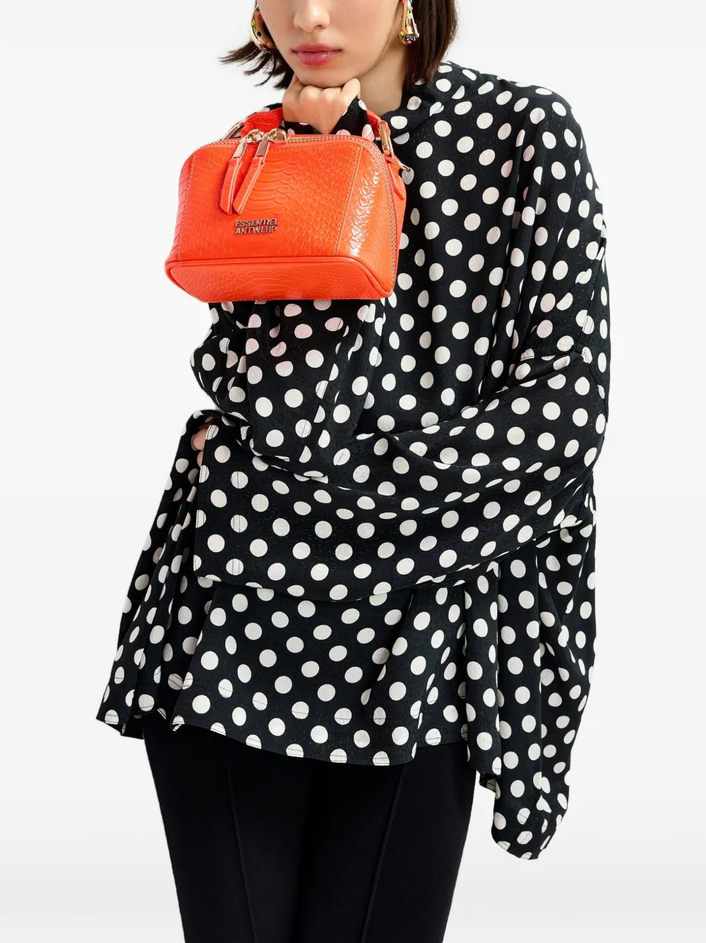  Essentiel Antwerp Croco-effect Zipped Tote Bag - Orange 