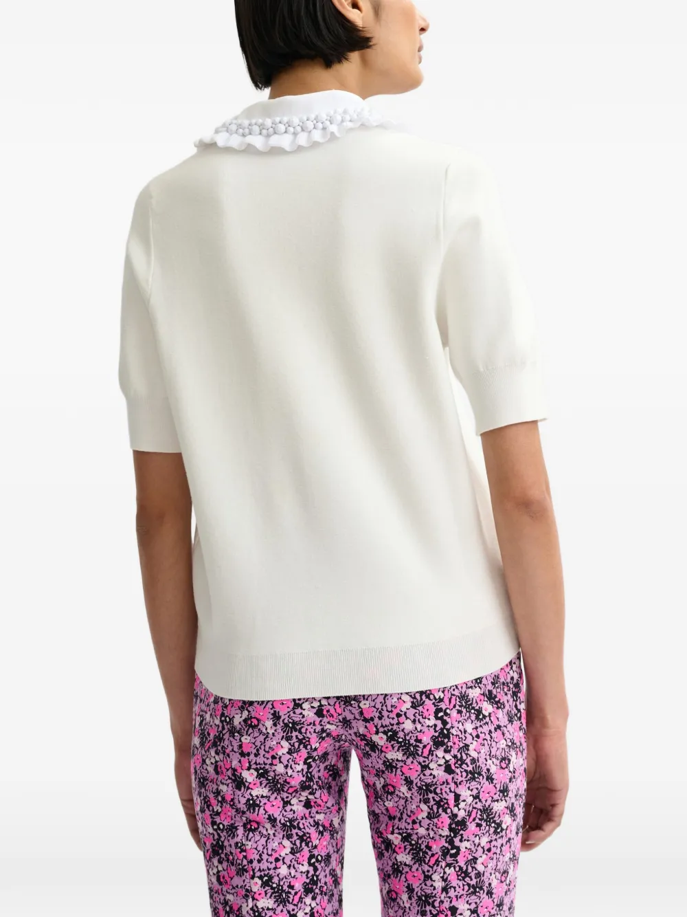 Beaded Ruffled Polo Top