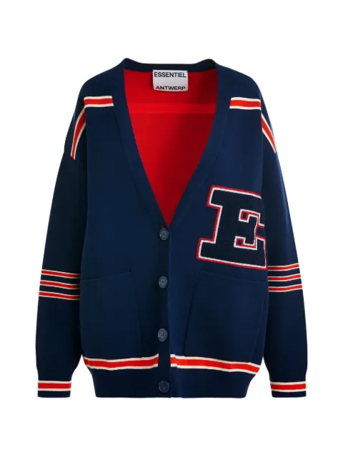 Essentiel Antwerp striped letter-appliqué cardigan