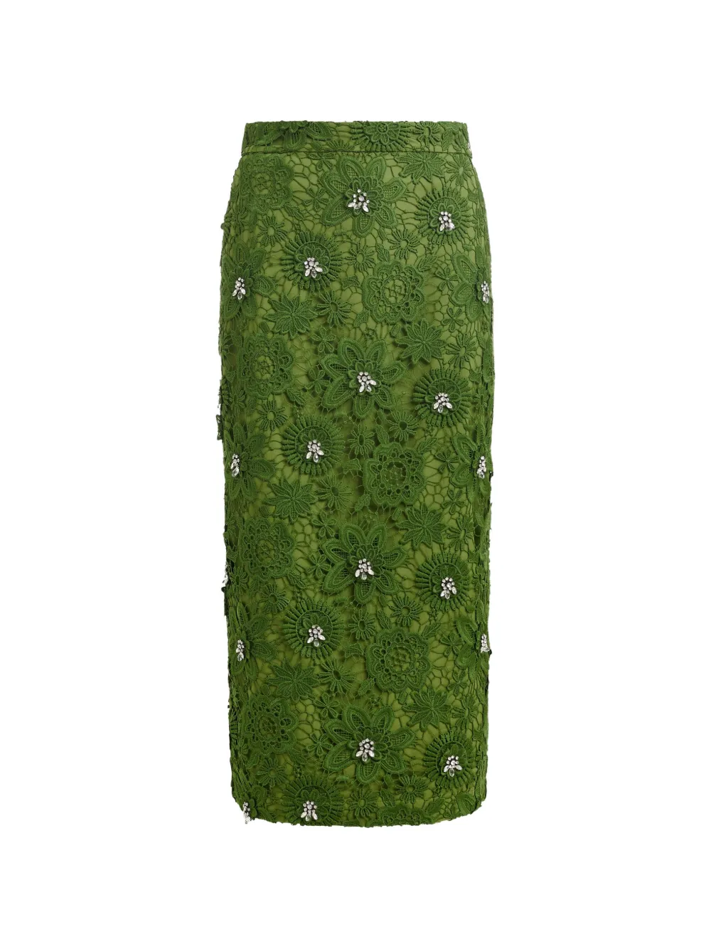 Essentiel Antwerp floral lace rhinestone midi skirt - Verde